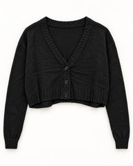 Black women's preloved heavy button cardigan, VW-HBC75
