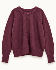 Burgundy women's preloved heavy button cardigan, VW-HBC86