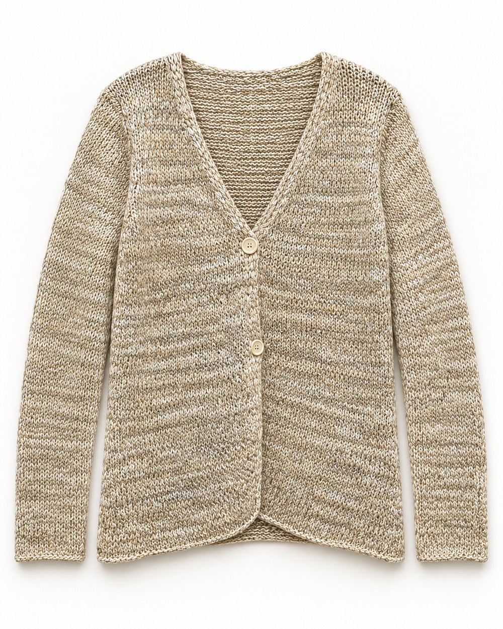 Beige women's preloved heavy button cardigan, VW-HBC87