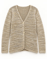 Beige women's preloved heavy button cardigan, VW-HBC87