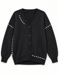 Charcoal Grey women's preloved heavy button cardigan, VW-HBC92