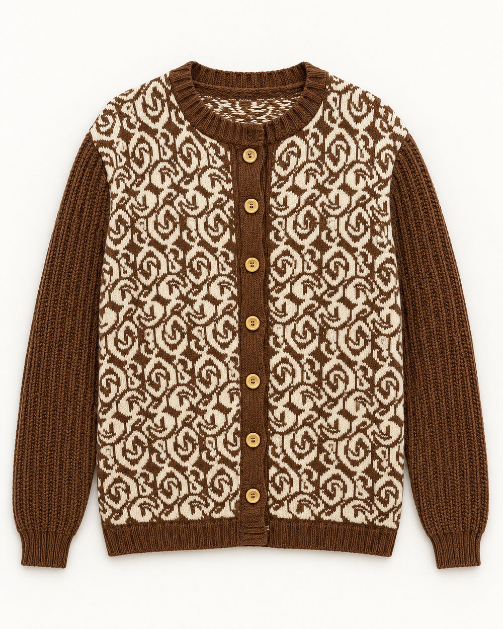 Chocolate Brown women's preloved heavy button cardigan, VW-HBC95