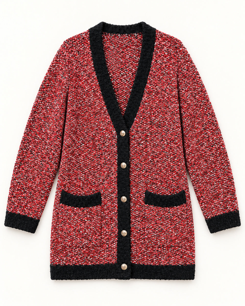Chocolate Brown & Coral women's preloved long cardigan, VW-LC10