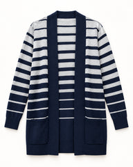Navy & Grey women's preloved long cardigan, VW-LC20