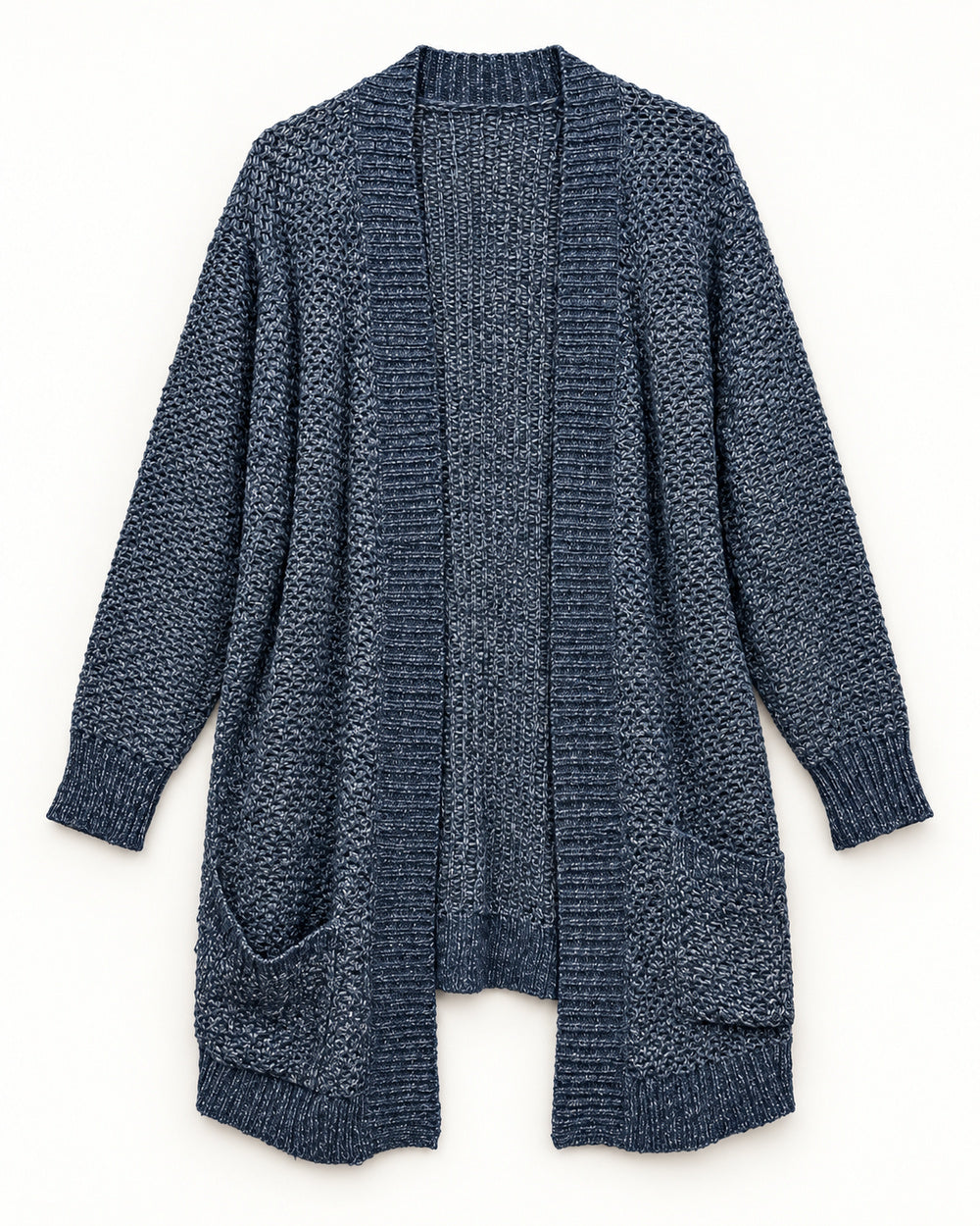 Charcoal Grey & Navy women's preloved long cardigan, VW-LC21