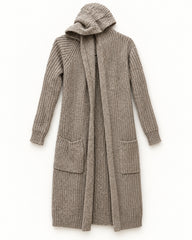 Taupe women's preloved long cardigan, VW-LC25