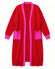 Red & Hot Pink women's preloved long cardigan, VW-LC29