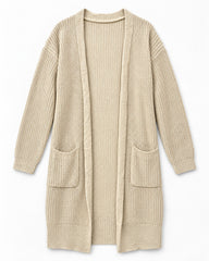 Cream women's preloved long cardigan, VW-LC39