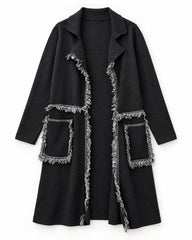 Charcoal Grey & Black women's preloved long cardigan, VW-LC44