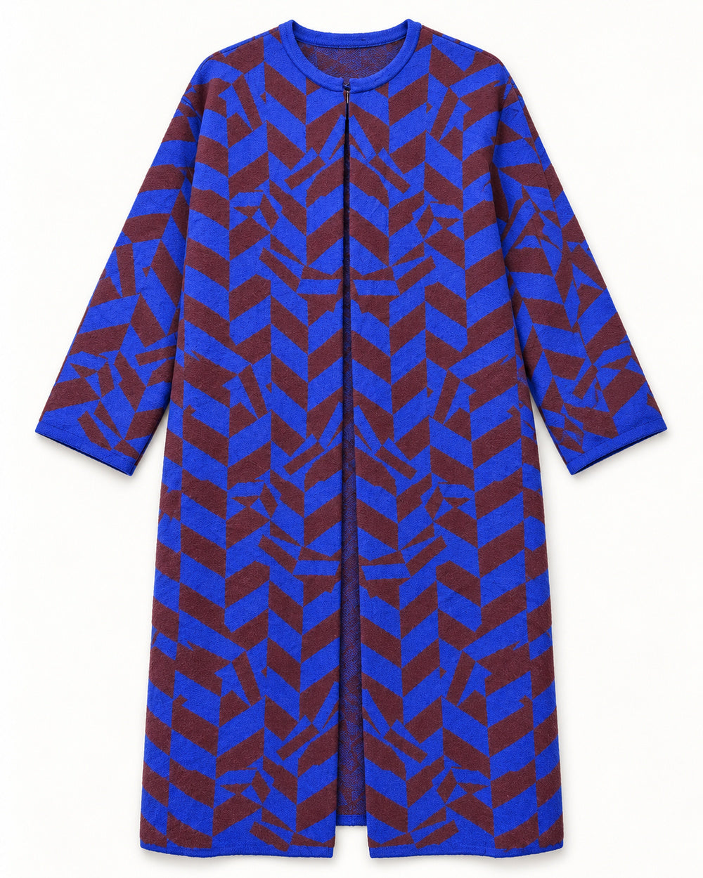 Blue & Burgundy women's preloved long cardigan, VW-LC48