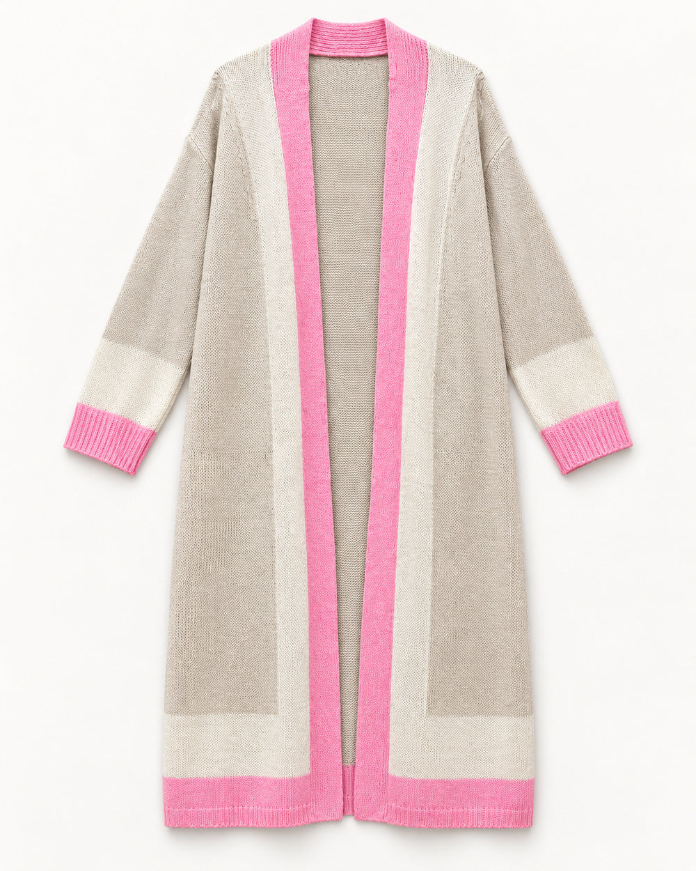 Cream & Pink women's preloved long cardigan, VW-LC80