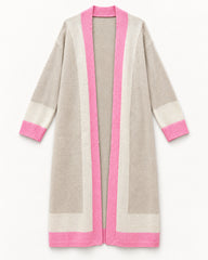 Cream & Pink women's preloved long cardigan, VW-LC80