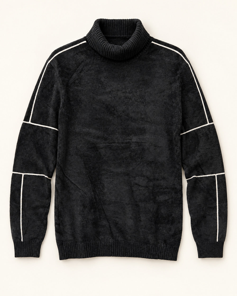 Black men's preloved roll-neck sweater, VW-MS183