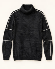 Black men's preloved roll-neck sweater, VW-MS183