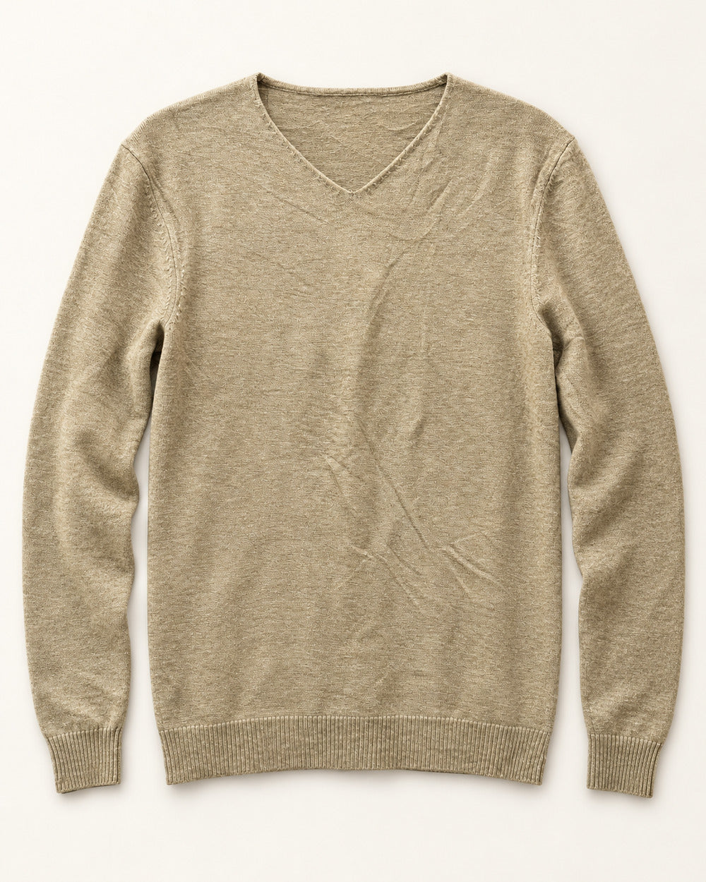 Beige men's preloved v-neck sweater, VW-MS195