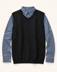 Black & Blue men's preloved sweater vest, VW-MS197