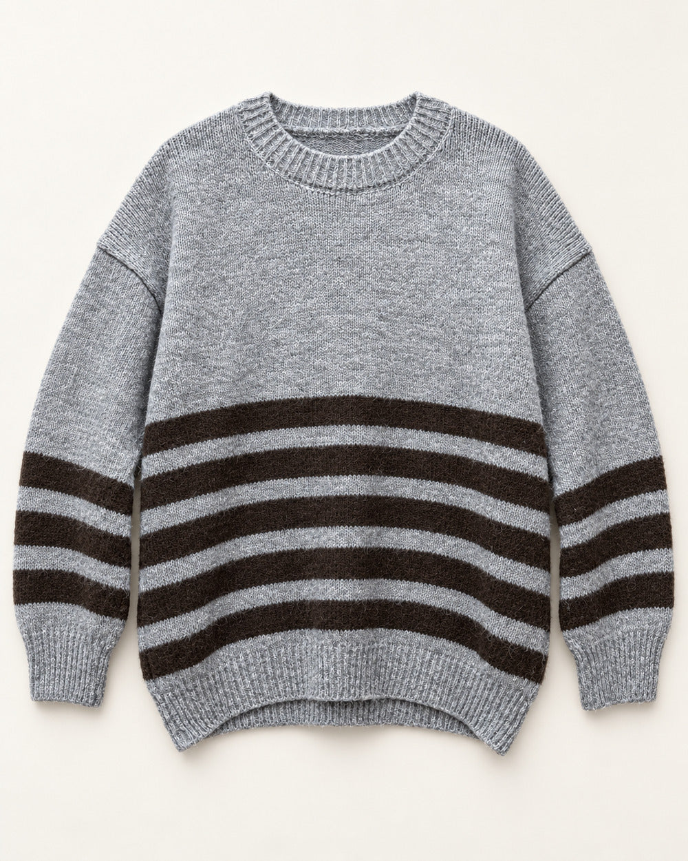 Grey & Brown men's preloved crew-neck sweater, VW-MS199