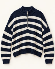 Navy & White men's preloved quarter-zip sweater, VW-MS208