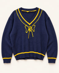 Royal Blue & Yellow men's preloved v-neck sweater, VW-MS209