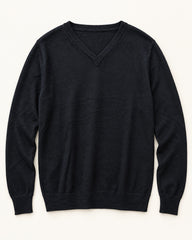 Black men's preloved v-neck sweater, VW-MS229