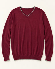 Burgundy men's preloved v-neck sweater, VW-MS241