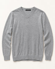 Light Grey men's preloved v-neck sweater, VW-MS252