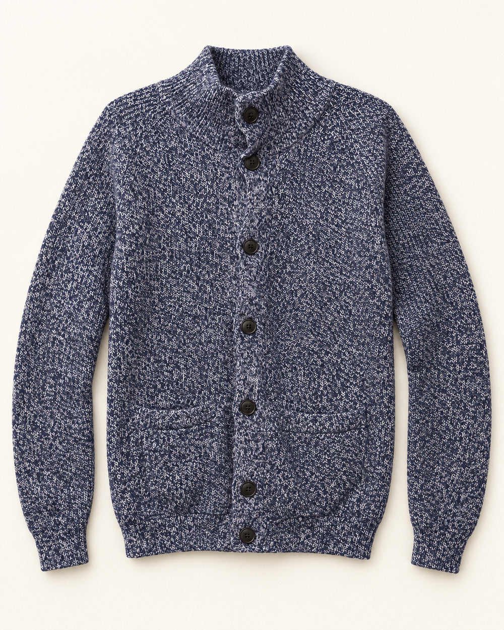 Blue Grey men's preloved mock-neck cardigan, VW-MS262