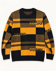 Mustard, Black & Brown men's preloved crew-neck sweater, VW-MS272