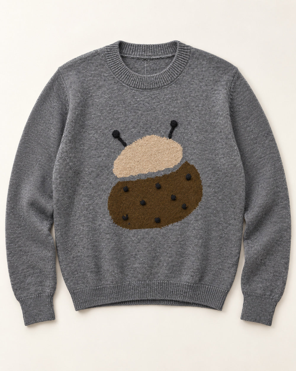 Grey & Brown men's preloved crew-neck sweater, VW-MS279