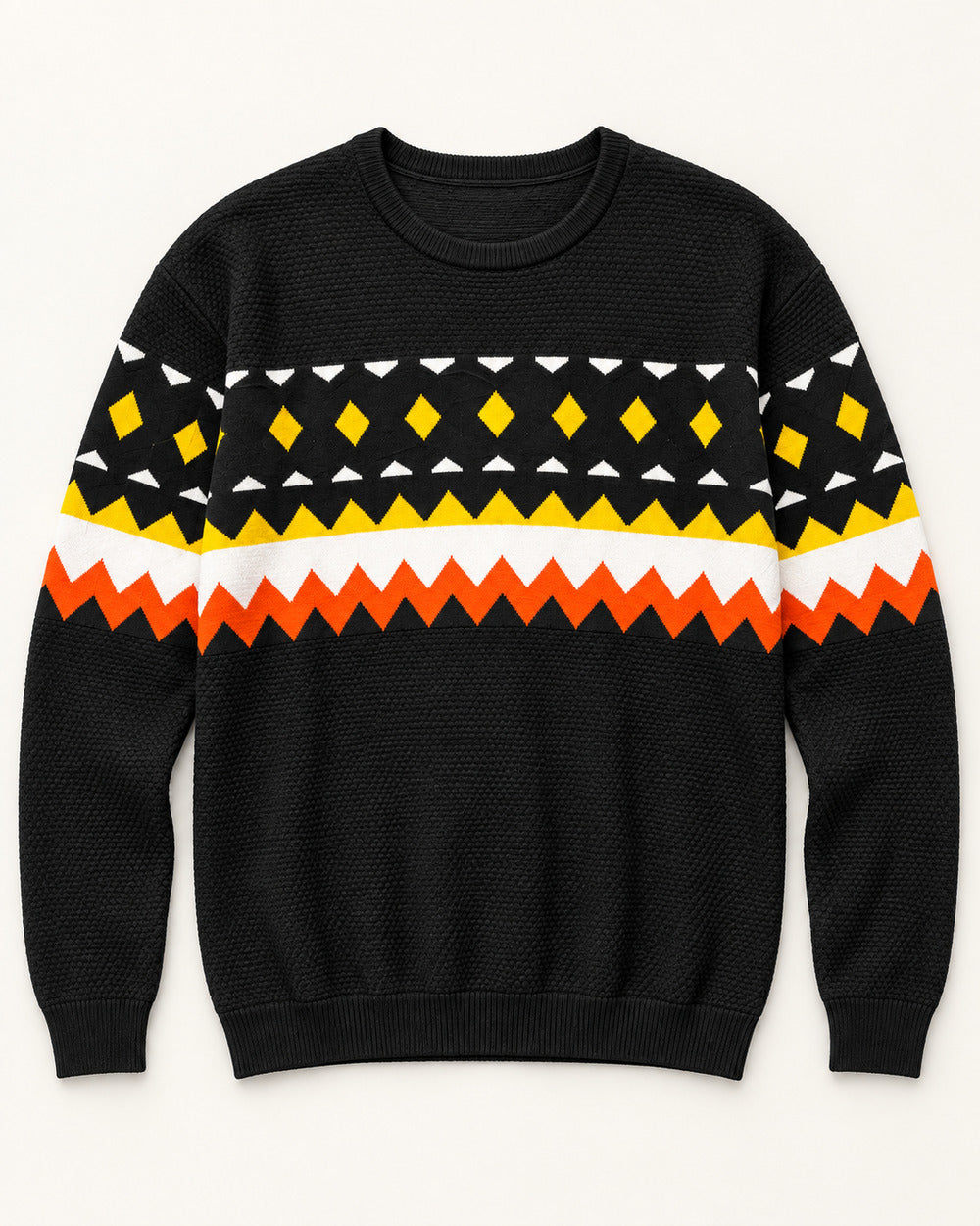 Black, White & Yellow men's preloved crew-neck sweater, VW-MS286