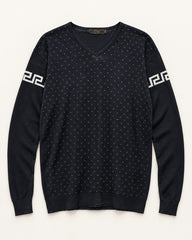 Black men's preloved v-neck sweater, VW-MS300