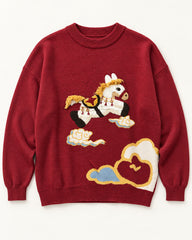 Red men's preloved crew-neck sweatshirt, VW-MS304