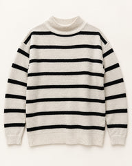 Cream & Black men's preloved mock-neck sweater, VW-MS309