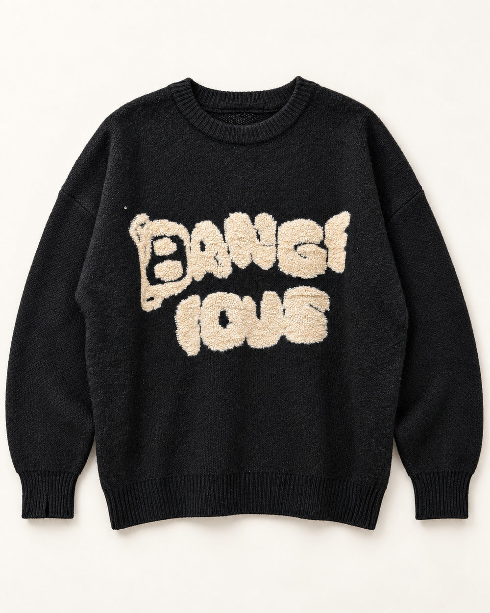 Black & Cream men's preloved crew-neck sweater, VW-MS317