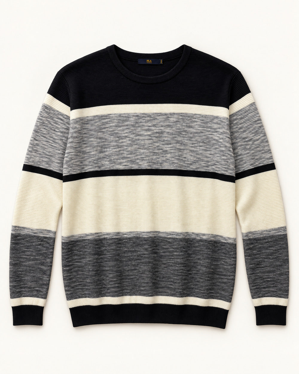 Black, Grey & Cream men's preloved crew-neck sweater, VW-MS321