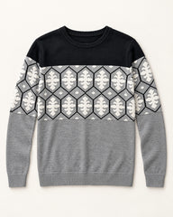 Black & Grey men's preloved crew-neck sweater, VW-MS334