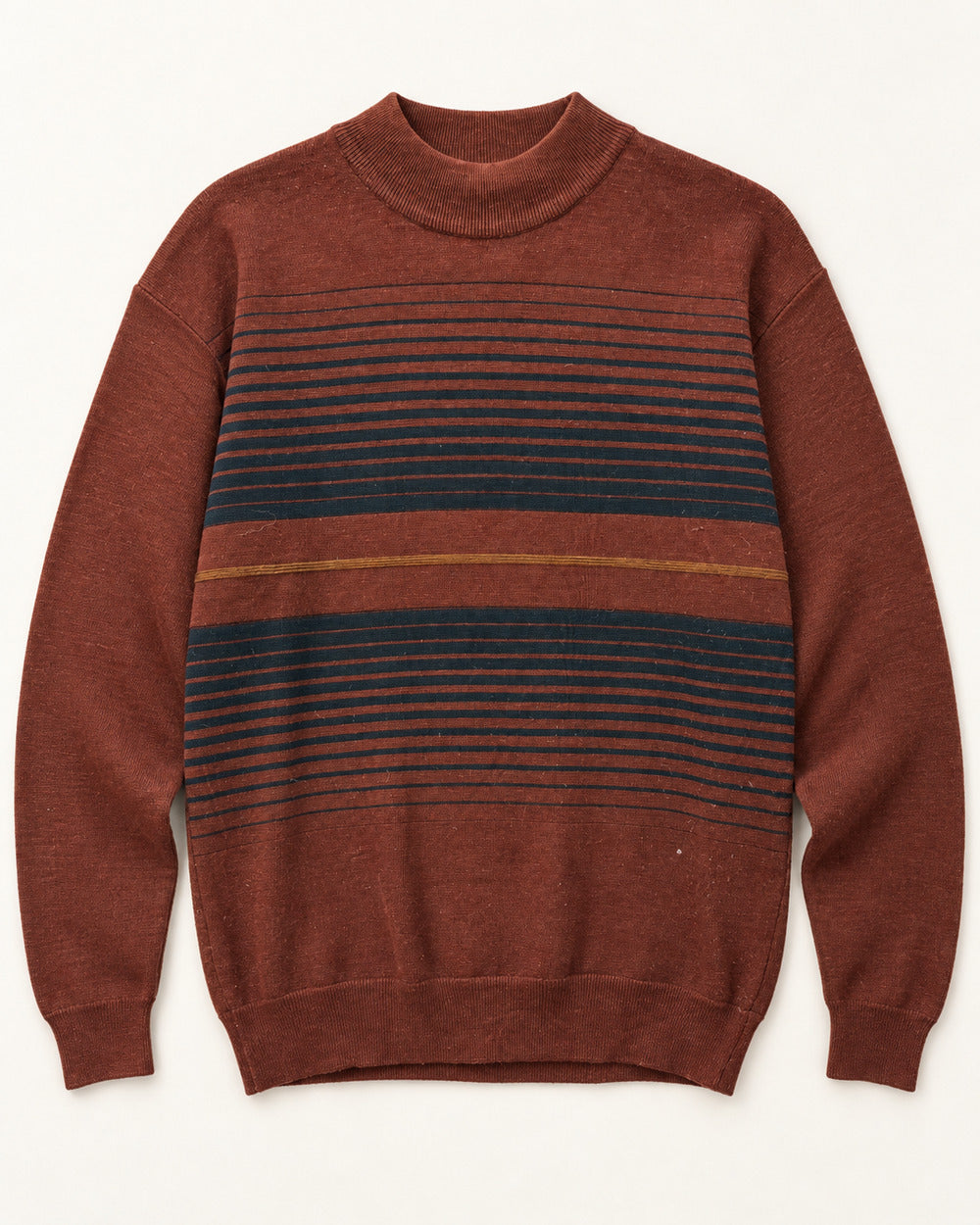 Rust & Navy men's preloved crew-neck sweater, VW-MS337
