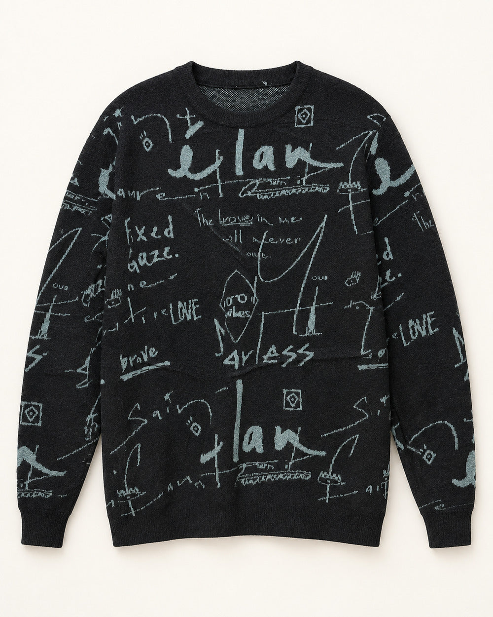 Black men's preloved crew-neck sweater, VW-MS340