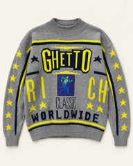 Grey & Yellow men's preloved crew-neck sweater, VW-MS342