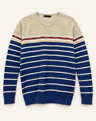 Cream & Navy men's preloved sweater, VW-MS48