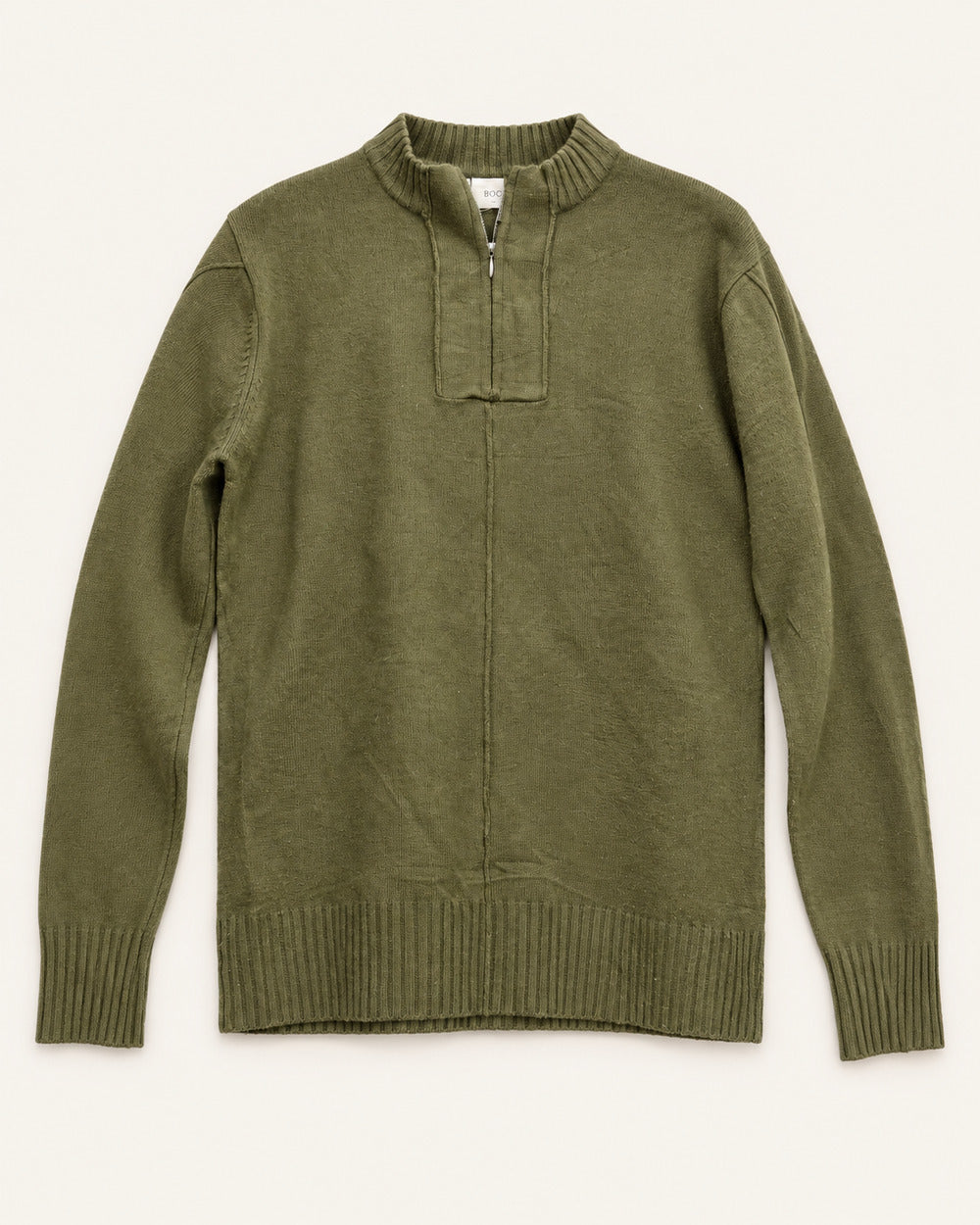 Olive men's preloved zip-neck sweater, VW-MS65