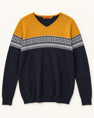 Mustard & Navy men's preloved sweater, VW-MS78