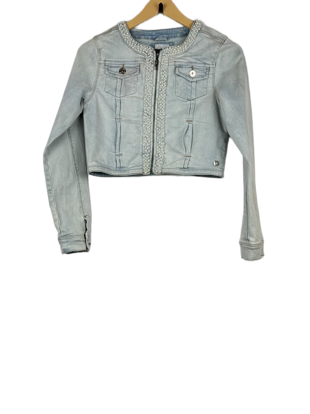Winter Crop Tops | Milla Star | Preloved Branded | SkyBlue Cotton Jeans | Premium | OTS Thrift Store Karachi Pakistan