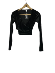 UK Imported secondhand Winter Crop Tops - H&M brand, Black Polyester, Premium condition, for Women - Online Thrift Store Lahore Pakistan