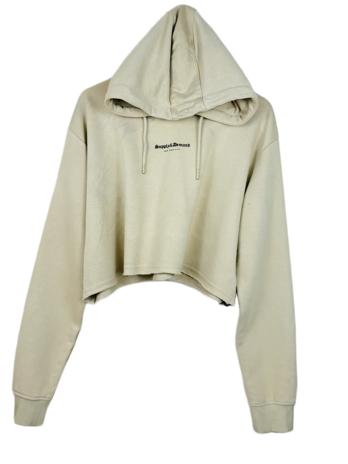 Preloved Excellent Winter Crop Tops by Supply And Demand®, Khaki Cotton for Women - OTS Thrift Shop Islamabad Pakistan