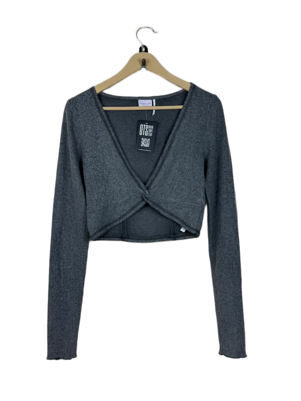Secondhand Branded Winter Crop Tops by URBN UK, Grey Polyester fabric, Excellent condition, for Women - Online Thrift Shop Peshawar Pakistan