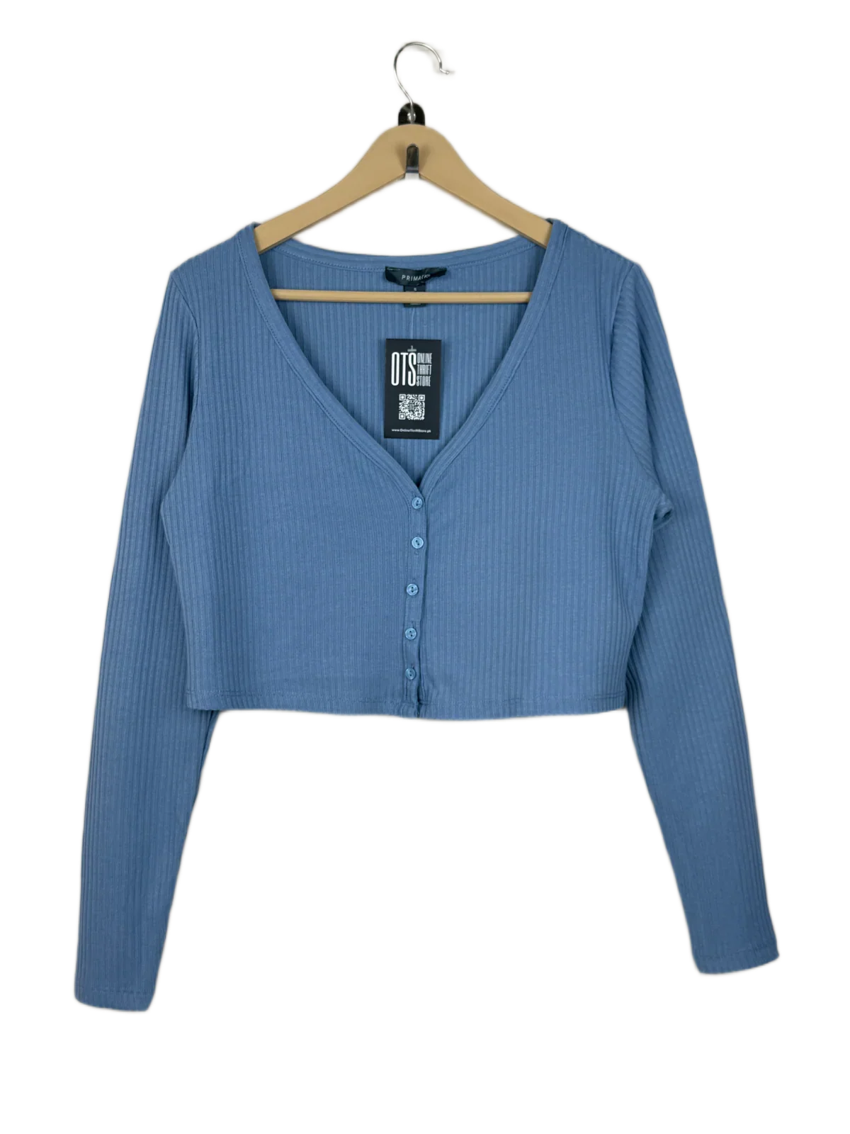 Winter Crop Tops | Primark | Preloved Branded | SkyBlue Polyester | Premium | OTS Thrift Store Karachi Pakistan