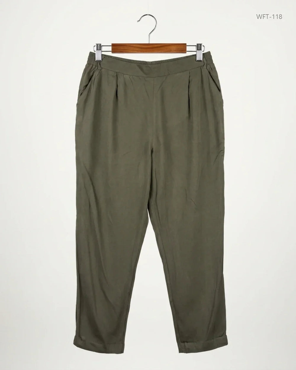 Shop Premium Women Flapper Trouser by New Look | Preloved Branded Clothes | Olive Viscose | | OTS Thrift Store Lahore Pakistan