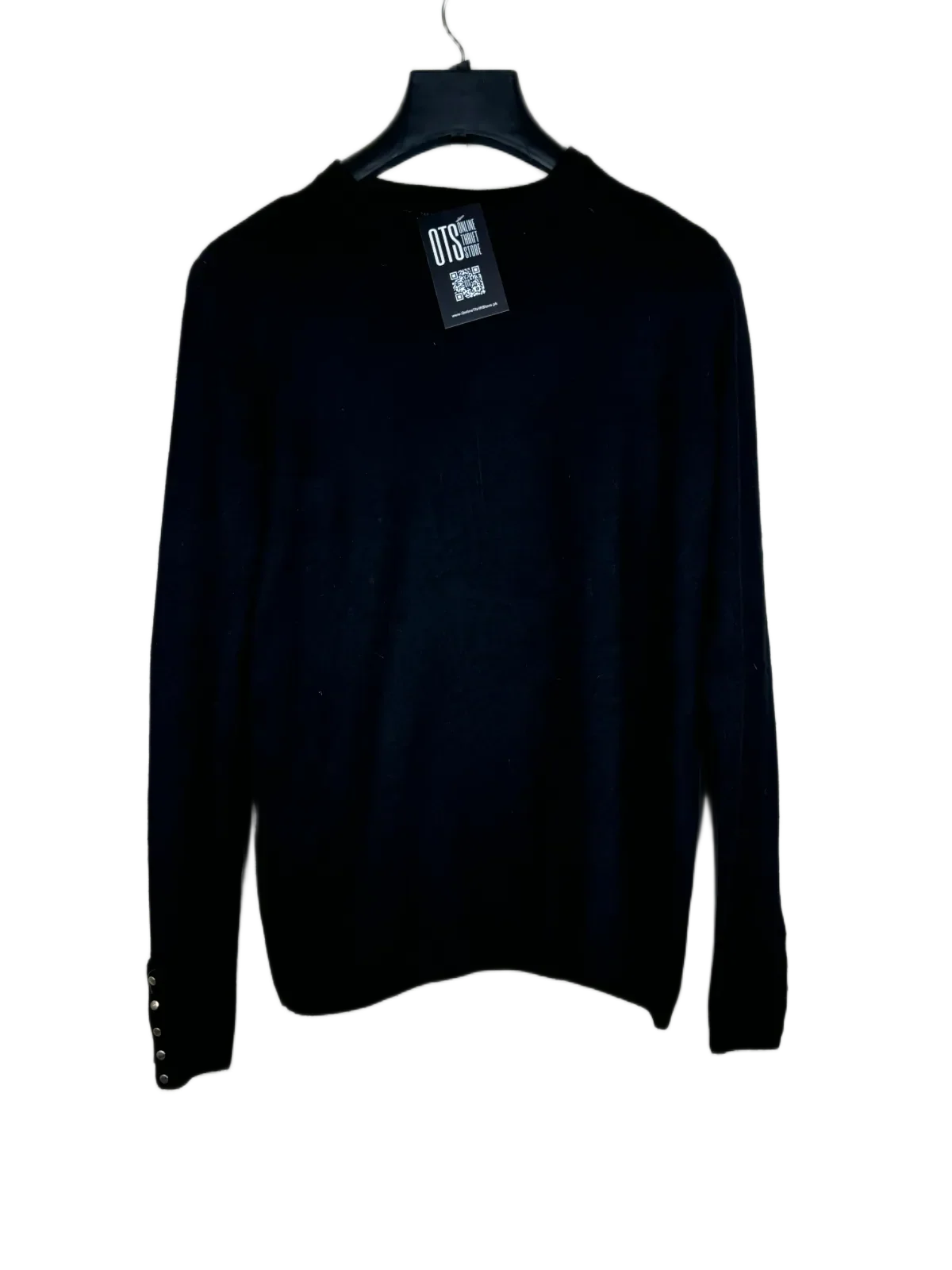 Preloved Premium Winter Knitted Tops by Zara, Black Polyester for Women - OTS Thrift Shop Peshawar Pakistan