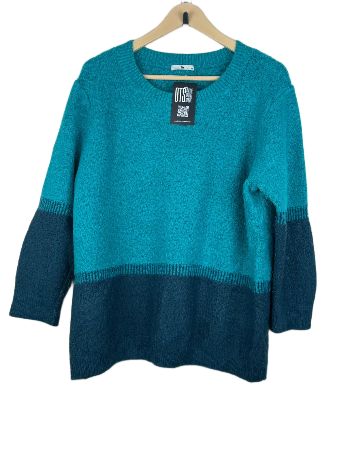 Winter Knitted Tops | TU | Preloved Branded | Turquoise Acrylic | Premium | OTS Thrift Store Lahore Pakistan
